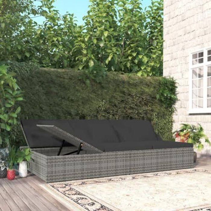 Sunbed - VIDAXL - Convertible - Woven Resin - Dark Grey - Folding and Fade-resistant