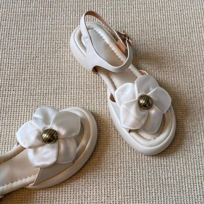 Mode Mittelhohe Absätze Damen Sandalen Sommer Blume Absatzschuhe Designer Klassische Slipper 2025 Neue Mode Schnalle Pumps Lässige Sandalen Damen