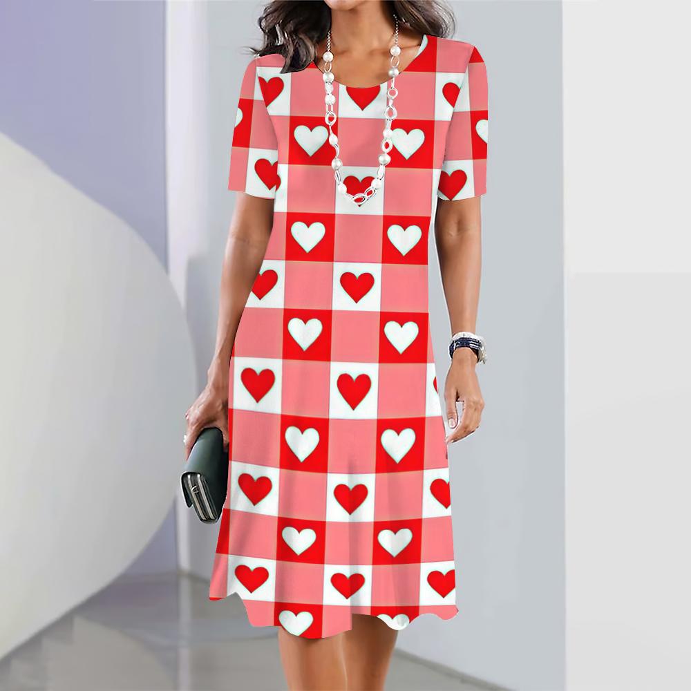 New Plaid Graphic Print Dresses For Women Elegant Dresses Summer Medium Length Dress Plus Size Female Fashion