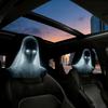 Horror Ghost Bride Car Headrest Covers, Mysterious Glowing Eyes 2D Print, Scary Halloween Car Interior Decoration