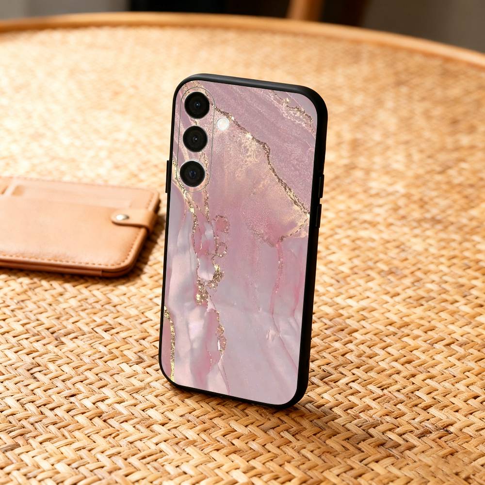 G-Glitter Art Marble Pattern Phone Case For Samsung  A73,72,71,A52,51,40,41,A22,A32,31,A13, Soft Black Shell