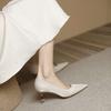 Cremeweiße High Heels Damen Stiletto 2025 Frühling 5 cm kleiner Absatz keine müden Füße Moderatorin spitz Französischer Rock Einzelne Schuhe