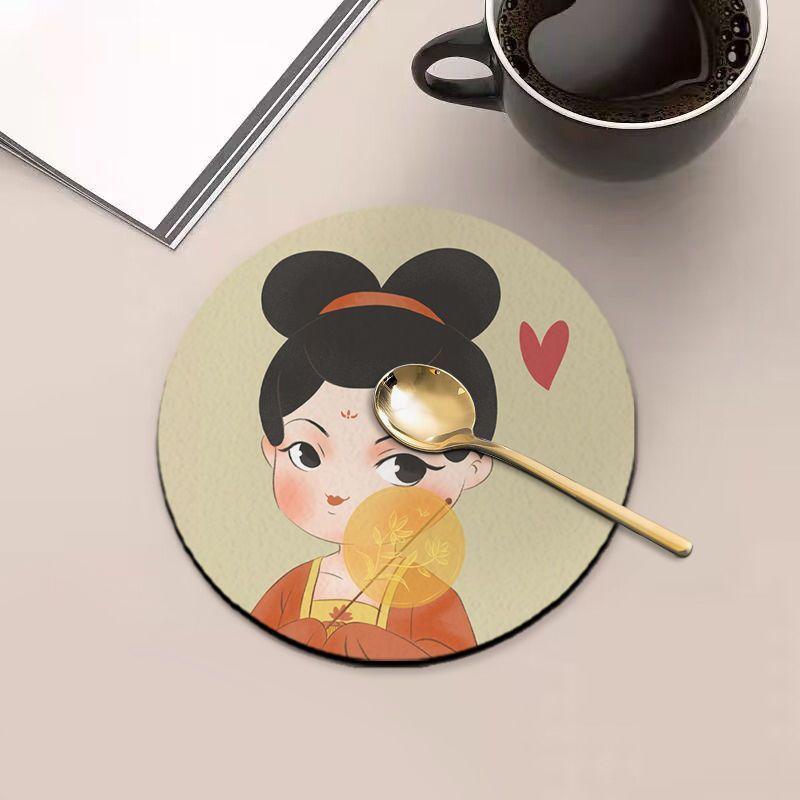 

Подставки в древнем стиле для дам эпохи Тан, настольные теплоизоляционные нескользящие коврики, креативные домашние полиуретановые противоожоговые водонепроницаемые подставки для чая