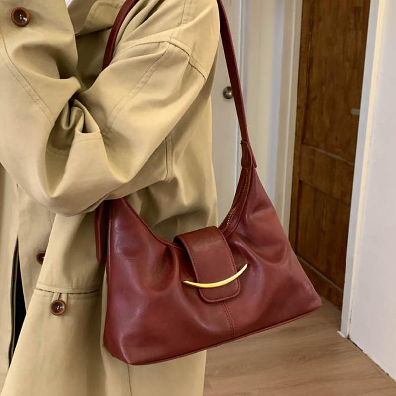 Vintage Underarm Bag for Women Minimalist Shoulder Crossbody Purse Fashion Handbag Sle Wrinkles High-End Feeling Shoulder Bag