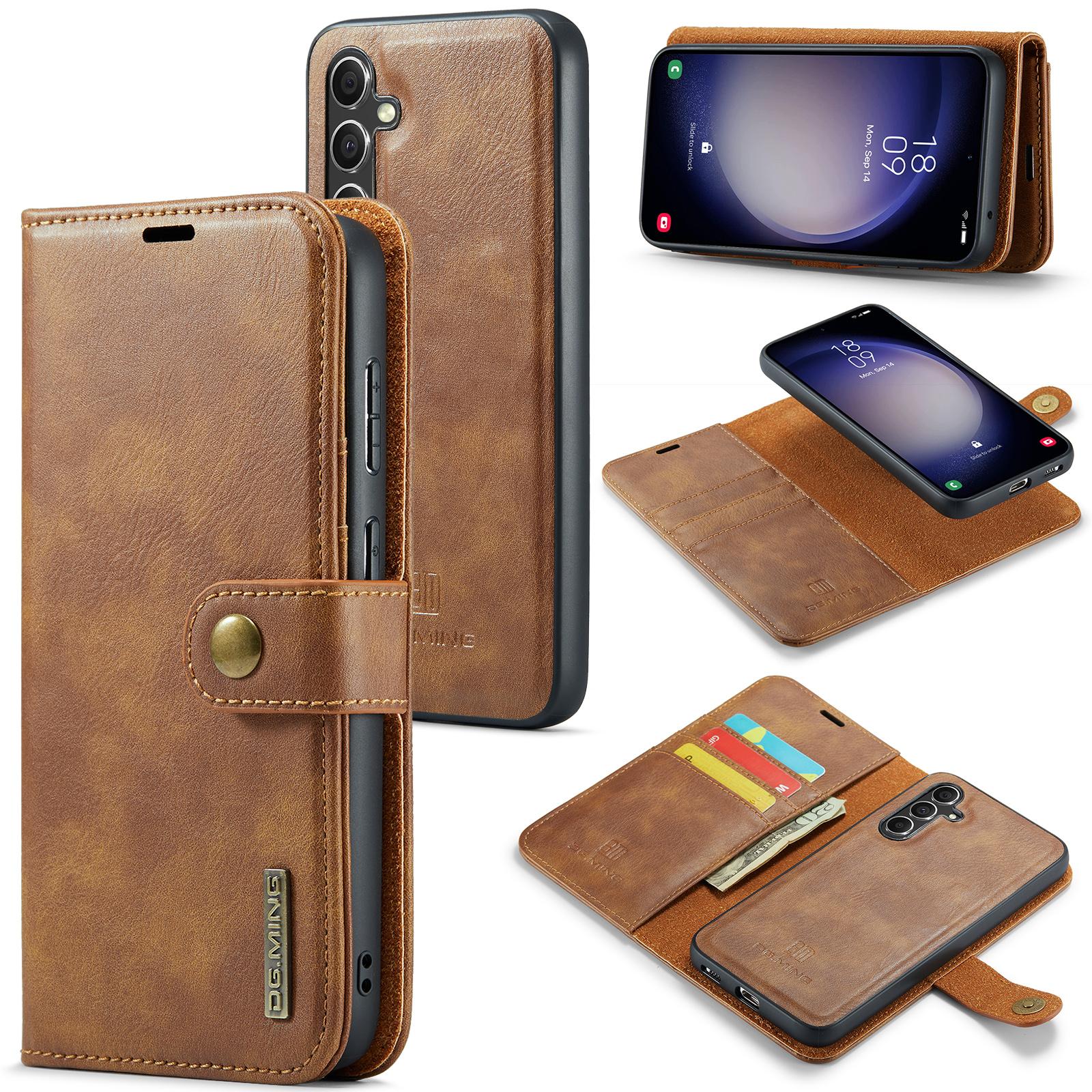 

DG.MING for Samsung Galaxy A55 5G Case Detachable Split Leather Phone Cover with Stand Wallet Brown