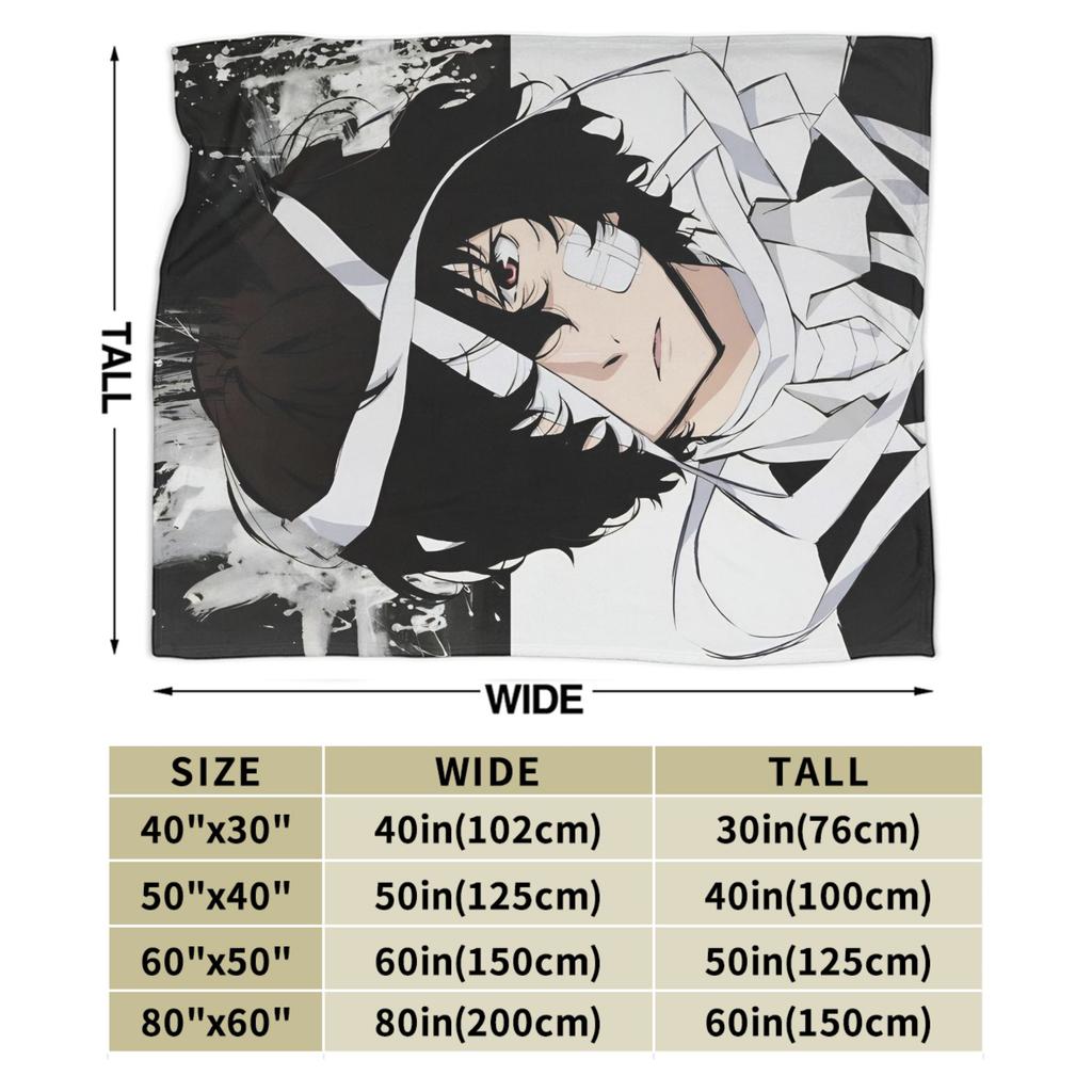 Dazai Bungo Stray Dogs Blanket Flannel Printed   Multifunction Super Warm Throw Blanket for Home Travel Quilt