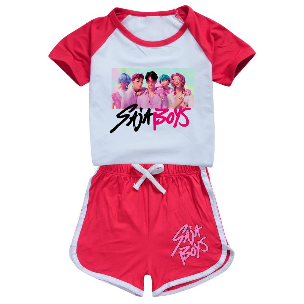 5028 Kids Girls Sajaboys POP Rumi Zoey Mira Print T-shirt Shorts Sport Tracksuit Clothes Set