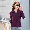 Pamuk Kadın Uzun Kollu Gömlek Kadın İlkbahar Sonbahar Bayanlar Üstleri Tee Kore Ofis Femme T-shirt Rahat Bluz