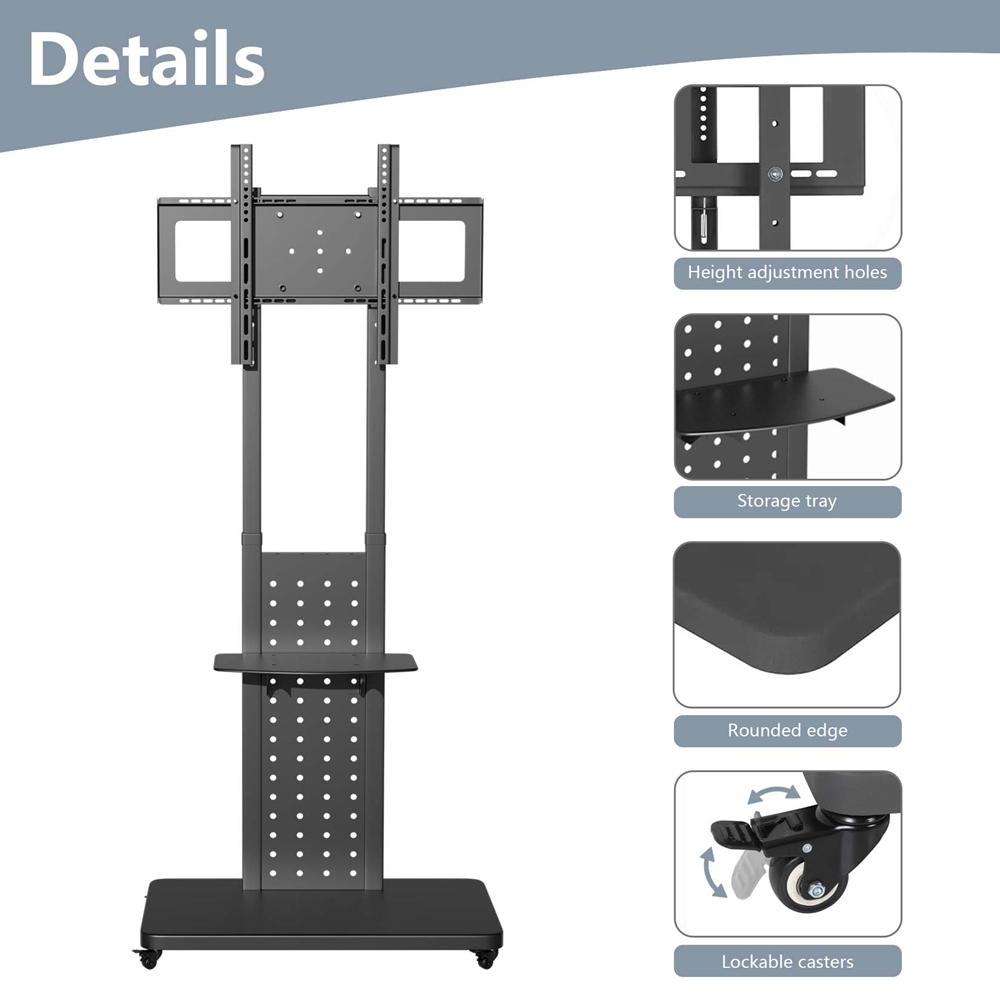 UNHO Universal Rotating Vertical TV Floor Mount Stand Bracket for 32-65 Inch TV Stand Max Load 50KG Height Adjustable 130-160cm