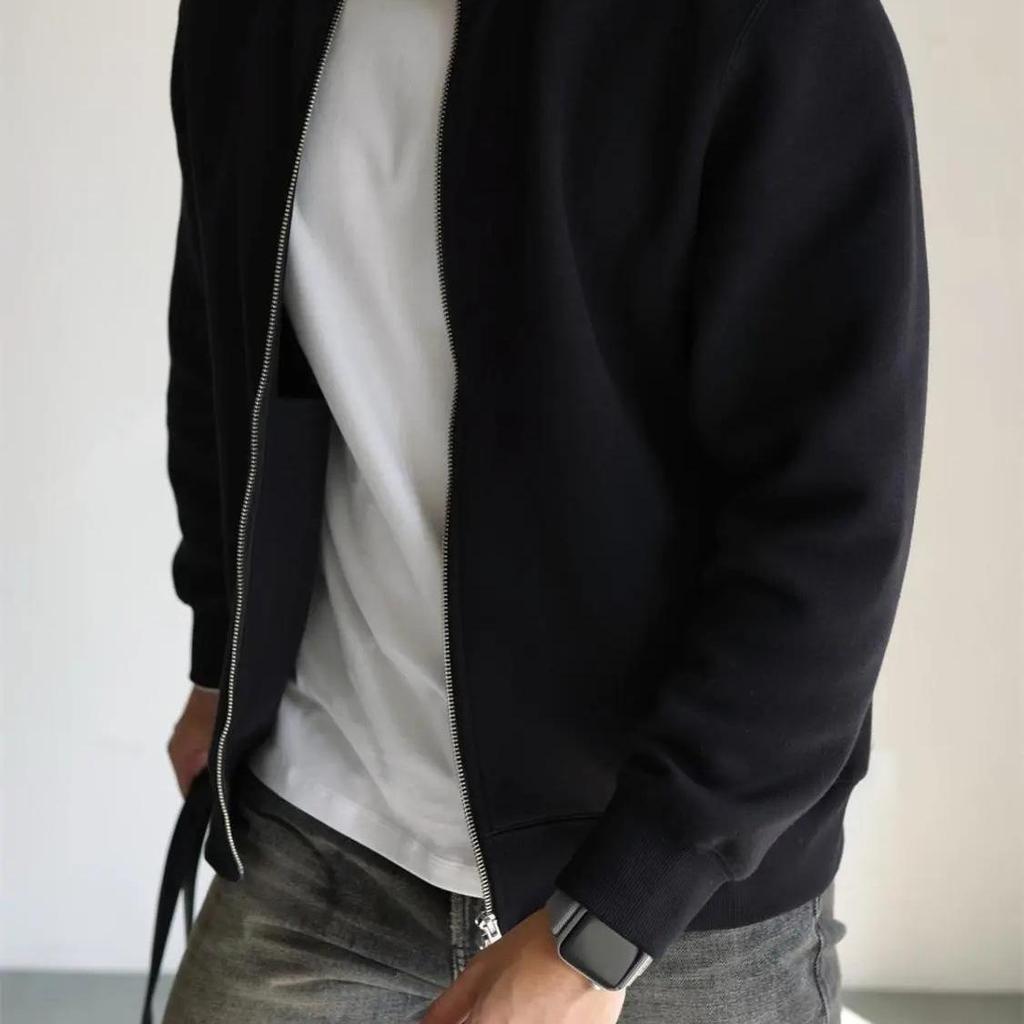 Herren Trendiges Sweatshirt mit Stehkragen und Reißverschluss im japanischen Stil: Knitterfest, Langärmelig, Lässige Business-Sportjacke für den Frühling