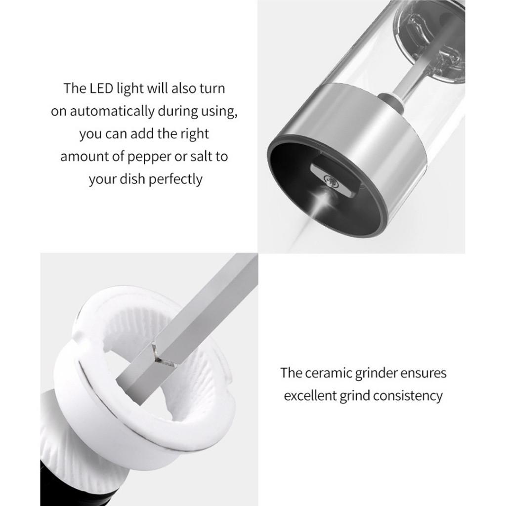 Kitchen Electric Pepper Grinder Storage Set Adjustable Coarseness Electric Grinder Sea Salt Automatic Grinding Machine