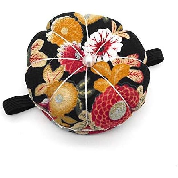 Jafirous 3Pcs DIY Sewing Pincushion Pumpkin Shape Cotton Fabric Button Wrist Strap for Cross Stitch Sewing Safety Pin Cushion Accessories Elastic