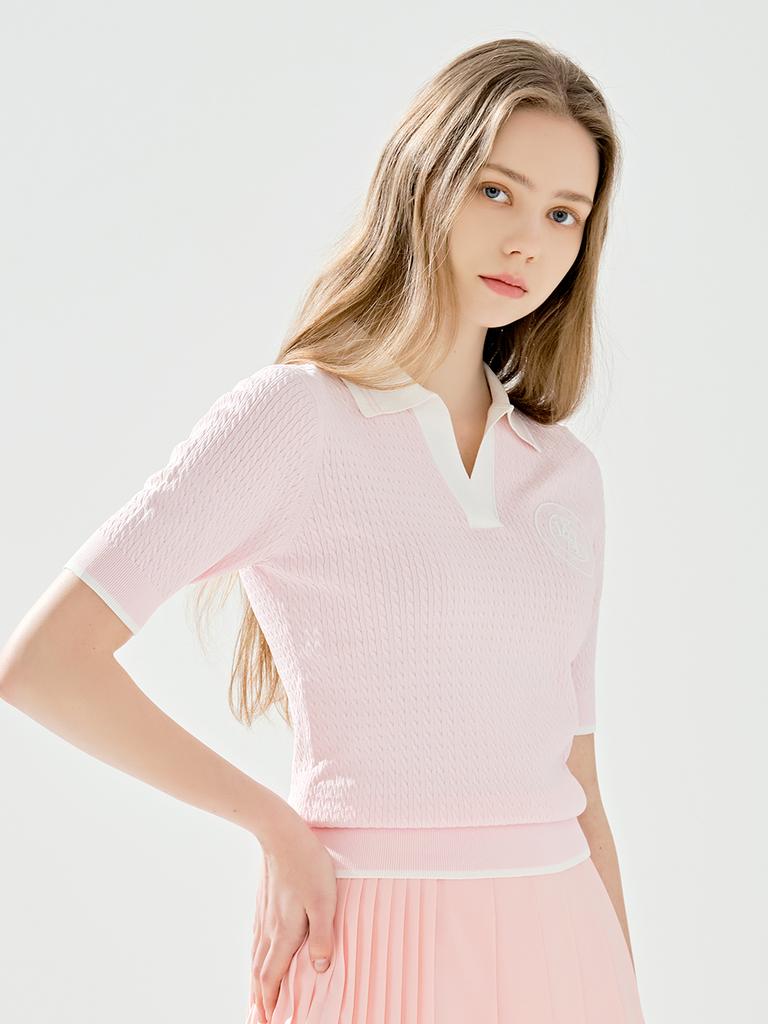 LORDLOAR Signature New Cable Collar Knit L/Pink