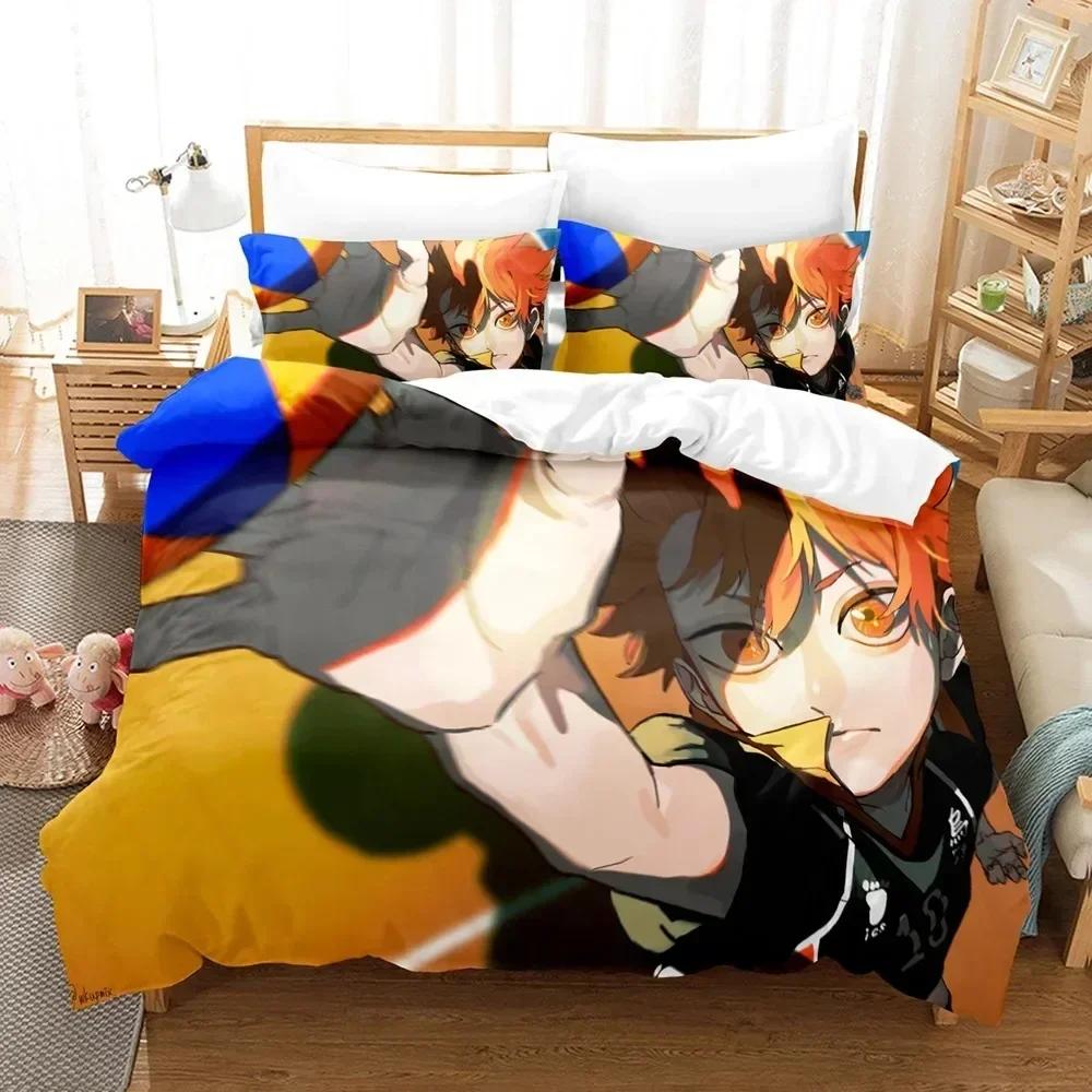 Haikyu-Bettwäsche-Set, japanisches berühmtes Set mit Bettdecke, Bettbezug, Steppdecke und Kissenbezug, Bettwäsche für Schlafzimmer, Dropshipping-Geschenk