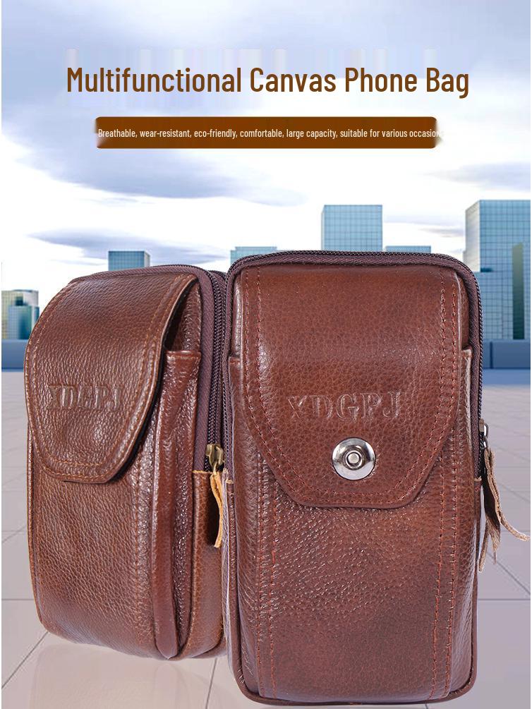 Multifunktionale Crossbody- und Hüfttasche für Herren - Handy- und Münzhalter aus Rindsleder
