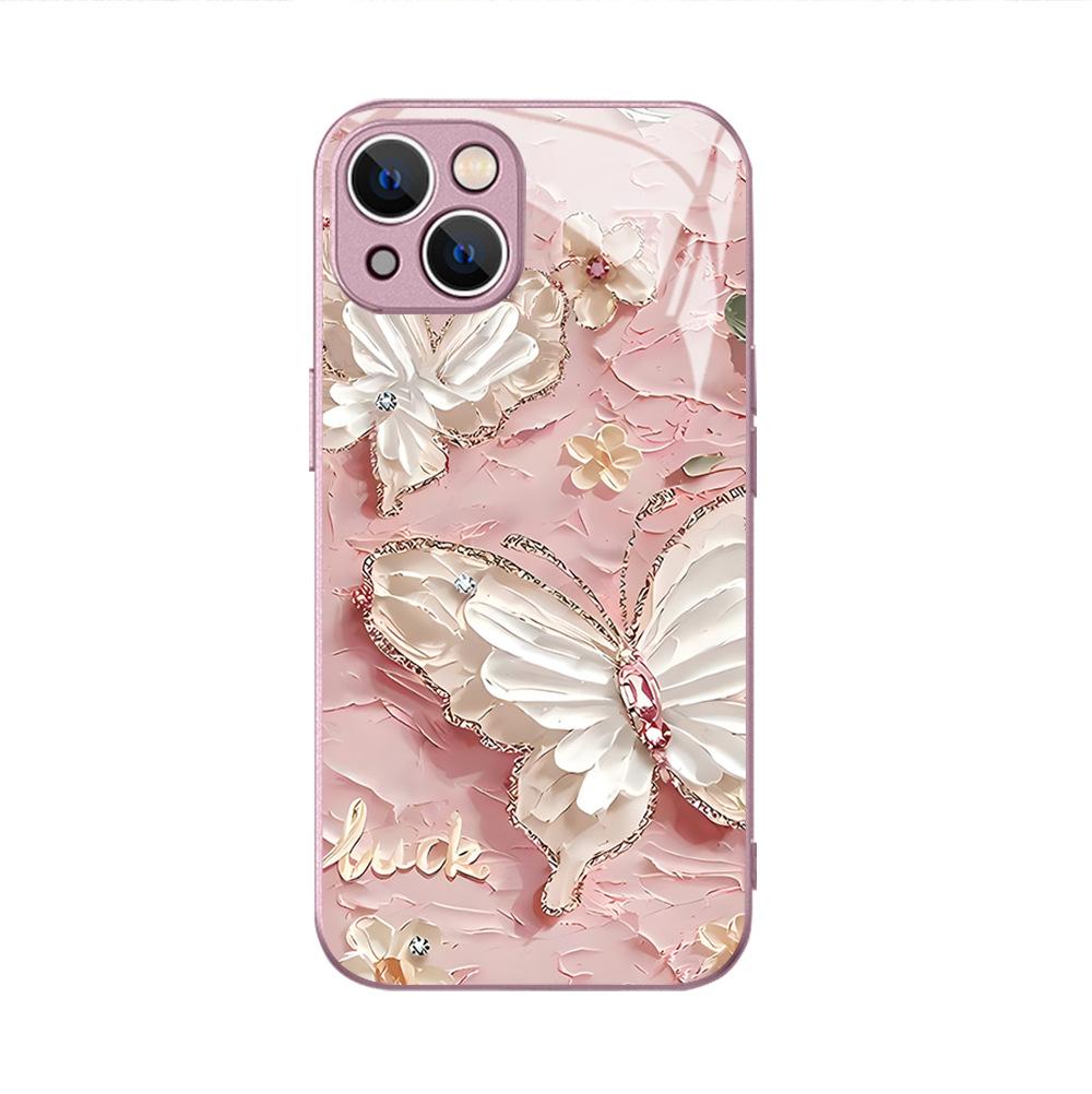 Three-dimensional Oil Painting Wind Butterfly Apple 13promax Mobile Phone Case iPhoneAIRUV Painted Mobile Phone Case