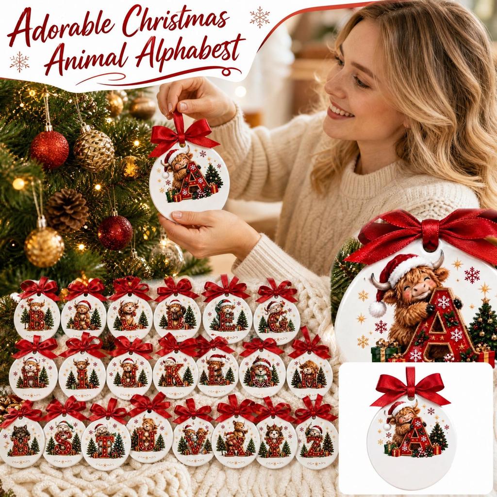 Christmas Animal 26 Letters Hanging Ornaments, Christmas Holiday Decorations