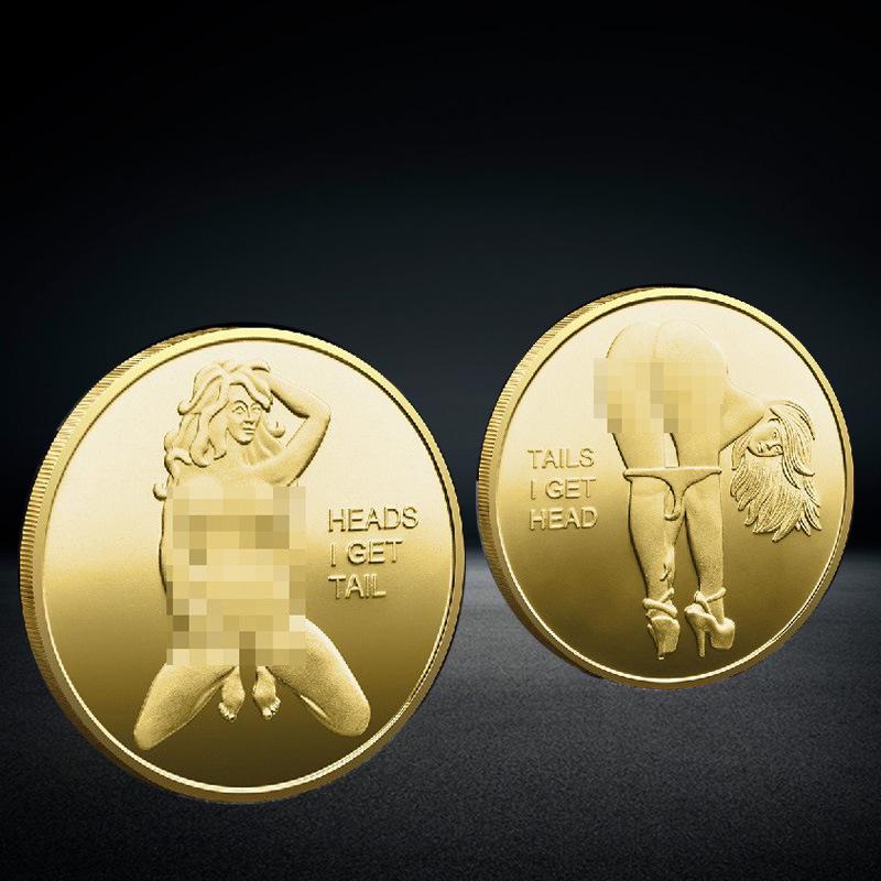 Moneta Ragazza Sexy, Moneta Portafortuna, Moneta Commemorativa in Argento Dorato di Bellezza, Moneta Sexy, Artigianato Divertente con Monete, Regalo di Natale, Pensierini per la Befana
