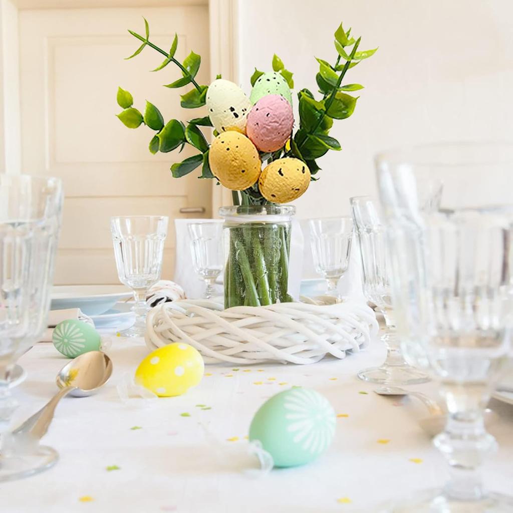6 Pack Artificial Easter Egg Picks 8.7inch Easter Egg Tree Branches Spring Floral Picks Easter Stems for Spring Party Flower Arrangement Wreath Decor