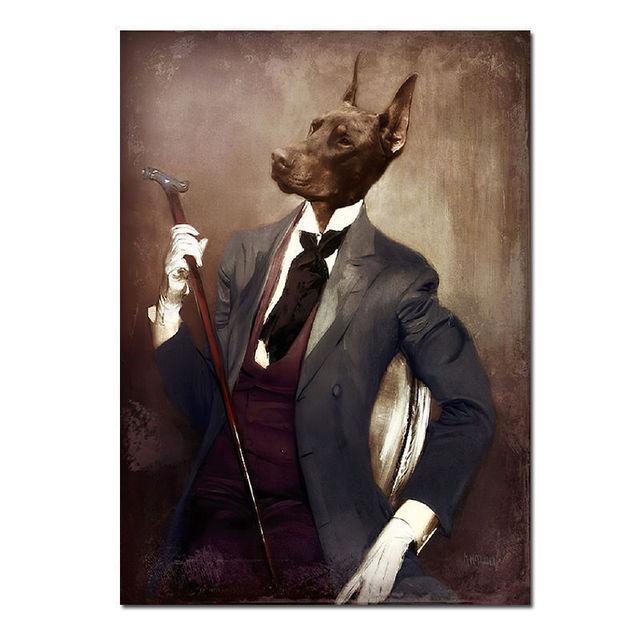 Abstract Vintage Dog Jazz Fashion Lady Canvas Painting Wall Art Pictures Posters and Prints for Living Bedroom Home Decoration No Frame