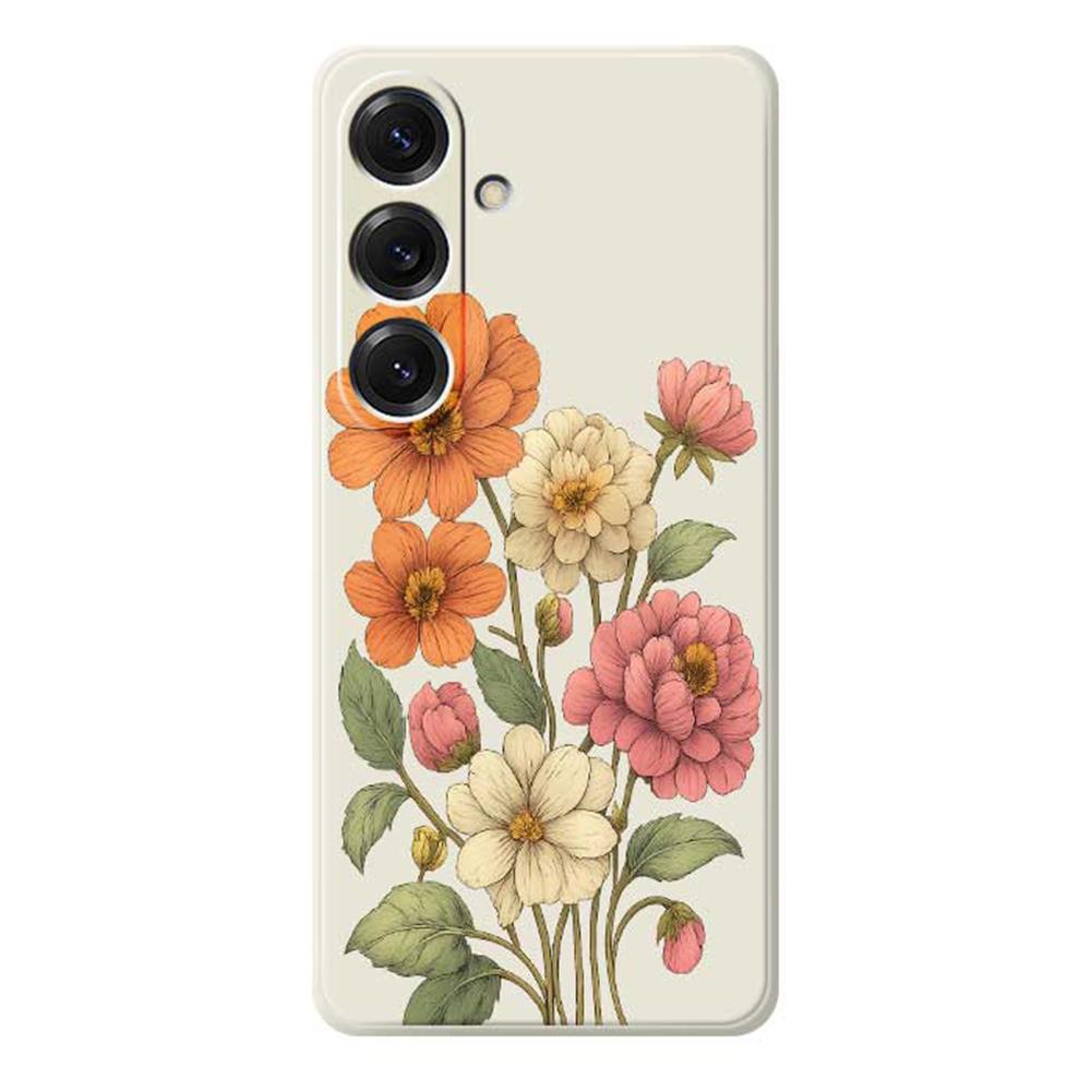 For Samsung Galaxy S25 Case Beautiful Flowers Pattern Printing Straight Edge TPU Phone Back Cover