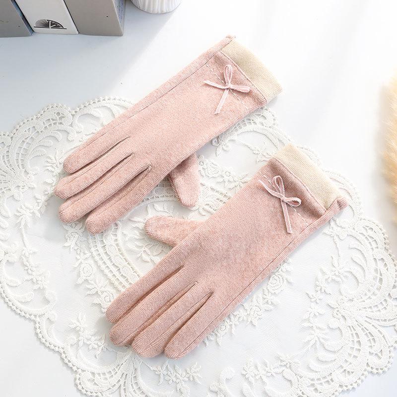 

Женские термоперчатки на осень и зиму, тонкий хлопок Ло Шу, для прогулок на велосипеде, ветро- и холодозащитные, вышивка на указательном пальце для вождения average size