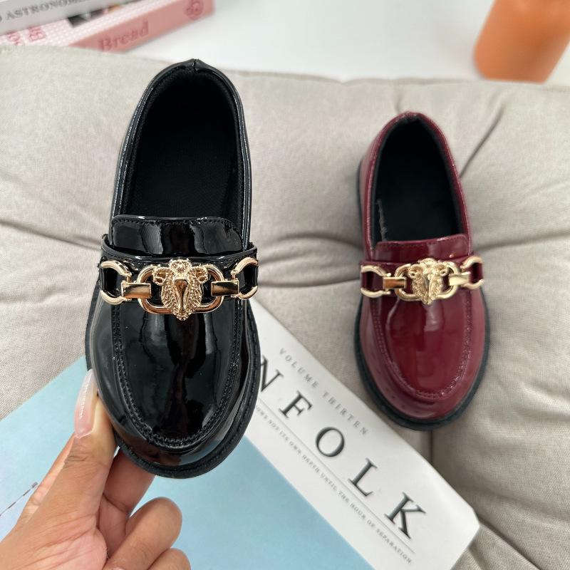 2024 Spring & Autumn Kids' Casual Leather Shoes: Stylish, Solid Color, Perfect for Everyday Wear & Performances