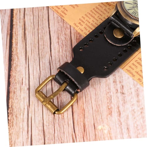 LALADEFIEE 1-Piece Men's Watch with Bangle Bracelet, Retro Men's Minimalist Watch, Minimalist Women's Bracelet Watch, Vintage Leather Band, Black