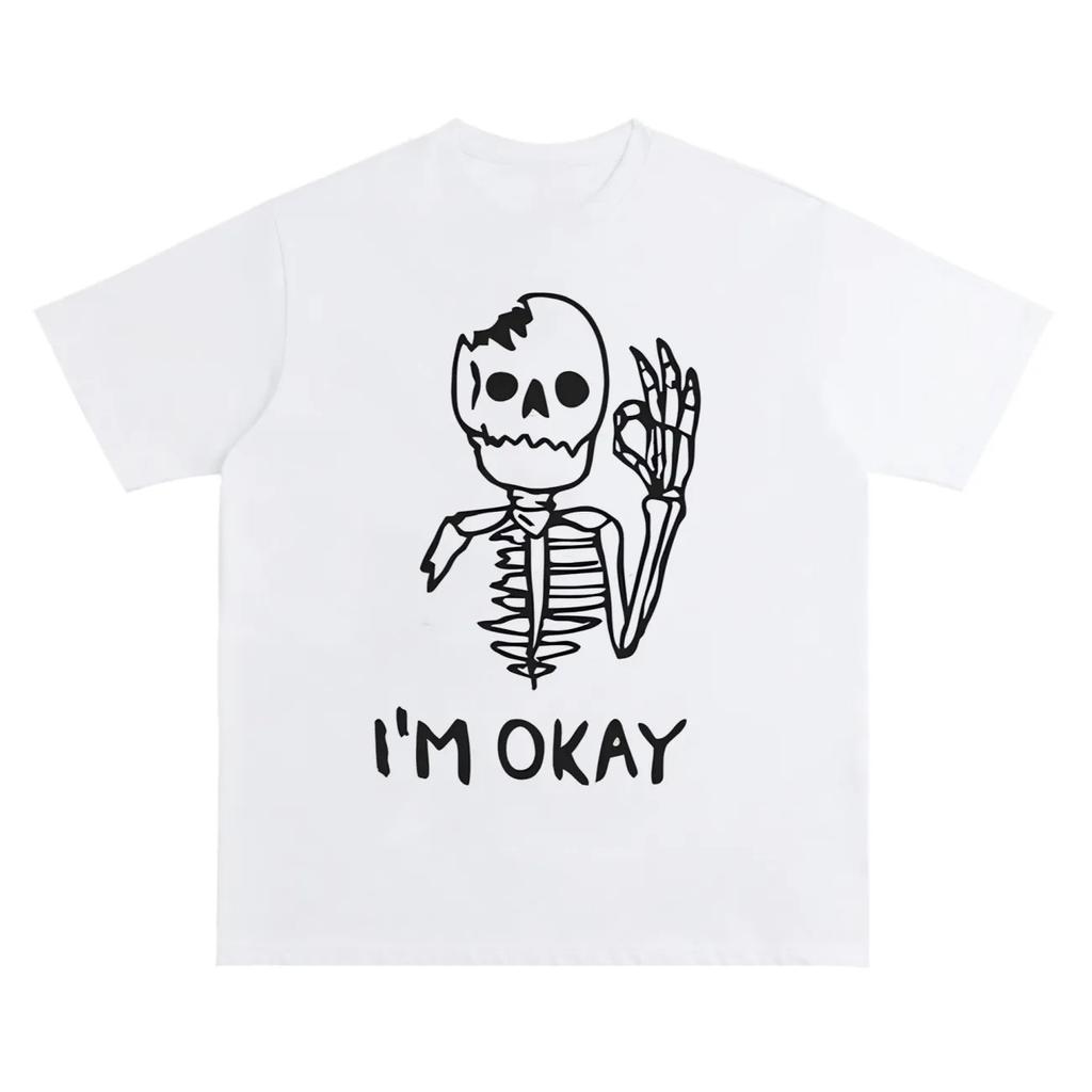 Semipopular Skull Head Print ShortSleeved TShirt Perfect for Both Men and Women Great for Couples Instagram Top