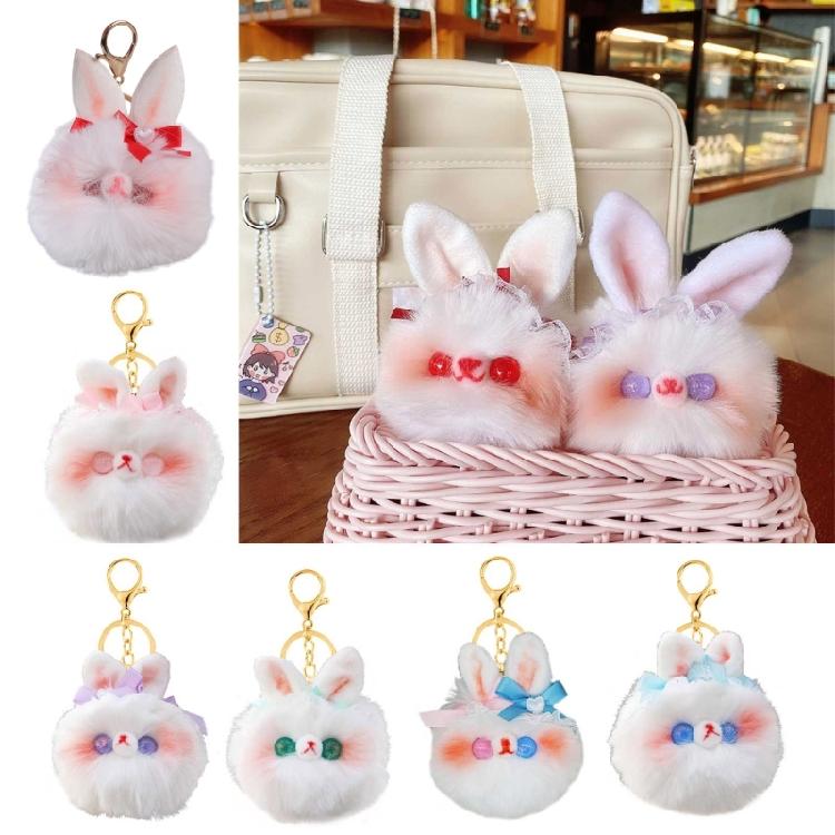 Rabbit Charm Keychains Backpack Decoration Mini Plush Animal Pendant Car Keyring
