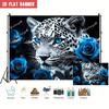 1Pcs White Leopard Blue Eyes Blue Roses Decoration Background Animal Backdrop Decorations For Photo Studio Photo Booth Party