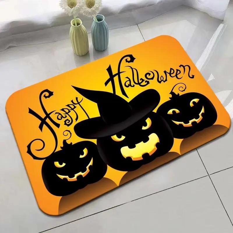 Halloween Decoration Soft Flannel Anti-slip Entrance Door Mat Bathroom Mat Corridor Kitchen Protection Stain Resistant Carpet