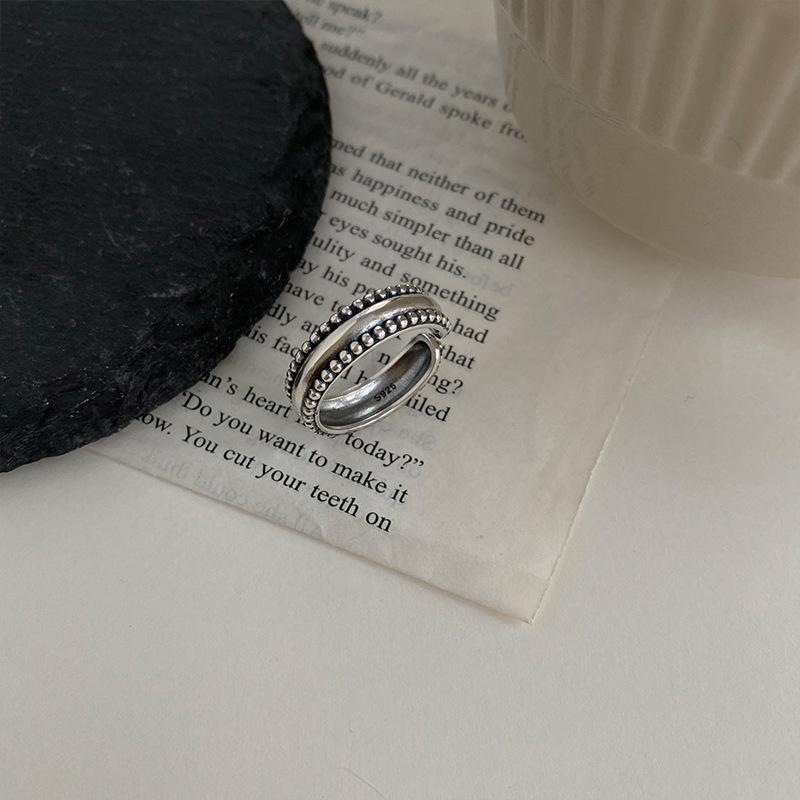 

Универсальное серебряное кольцо из стерлингового серебра 925 для женщин с уникальными ретро геометрическими узорами для повседневного ношения J1732