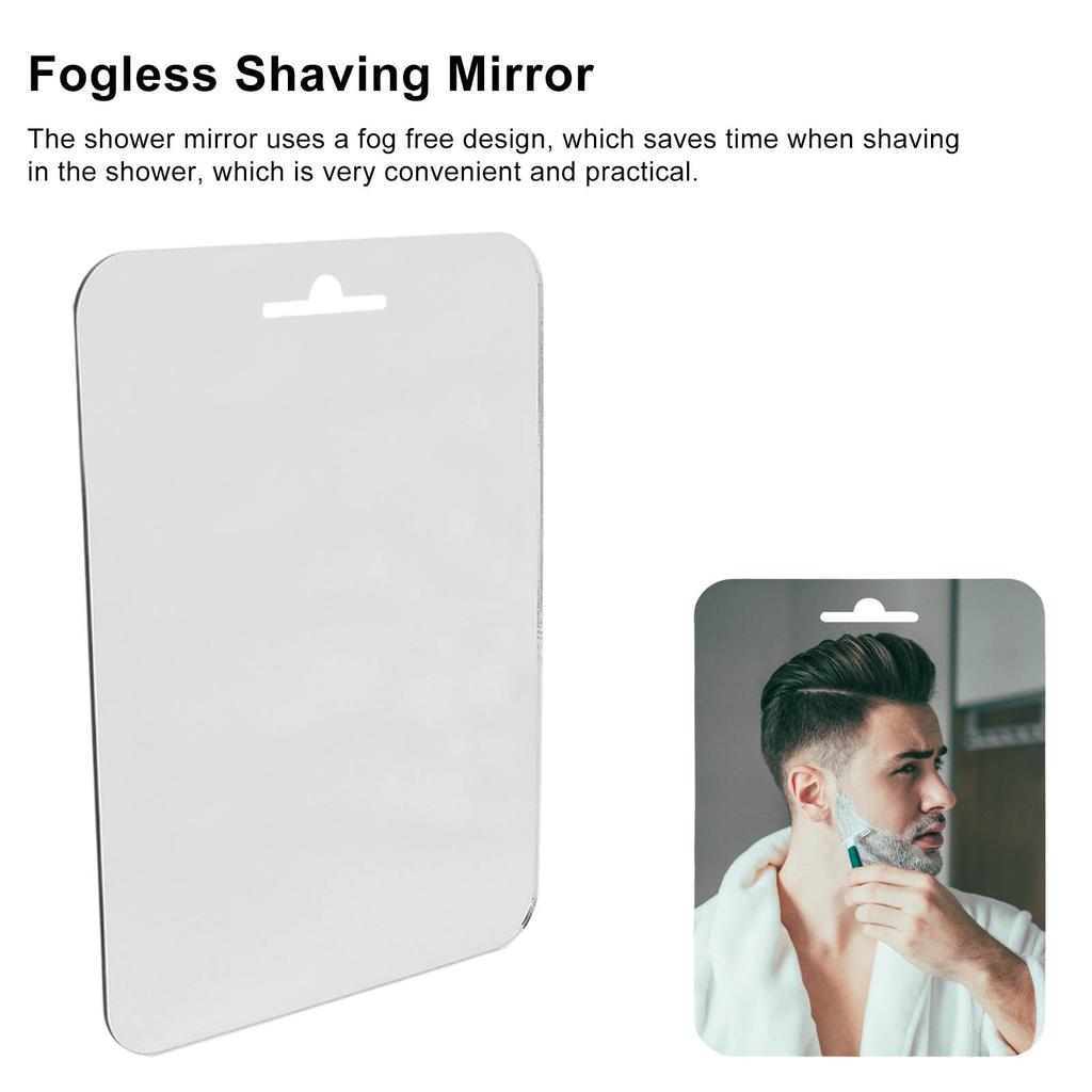 Large Fogless Shower Mirror Acrylic Shaving Mirror Bathroom Accessories with Hook