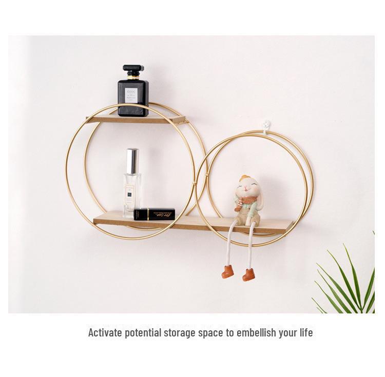 Raft rotund de perete suspendat pentru decorarea dormitorului, instalare fără perforare