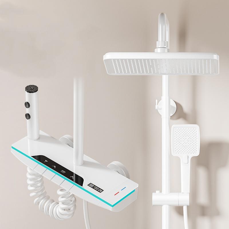 

Душевой набор с цифровым дисплеем для ванной комнаты, настенный, с 4 режимами, смеситель для душа с дождевой лейкой, для ванны, с горячей/холодной водой, душевая система