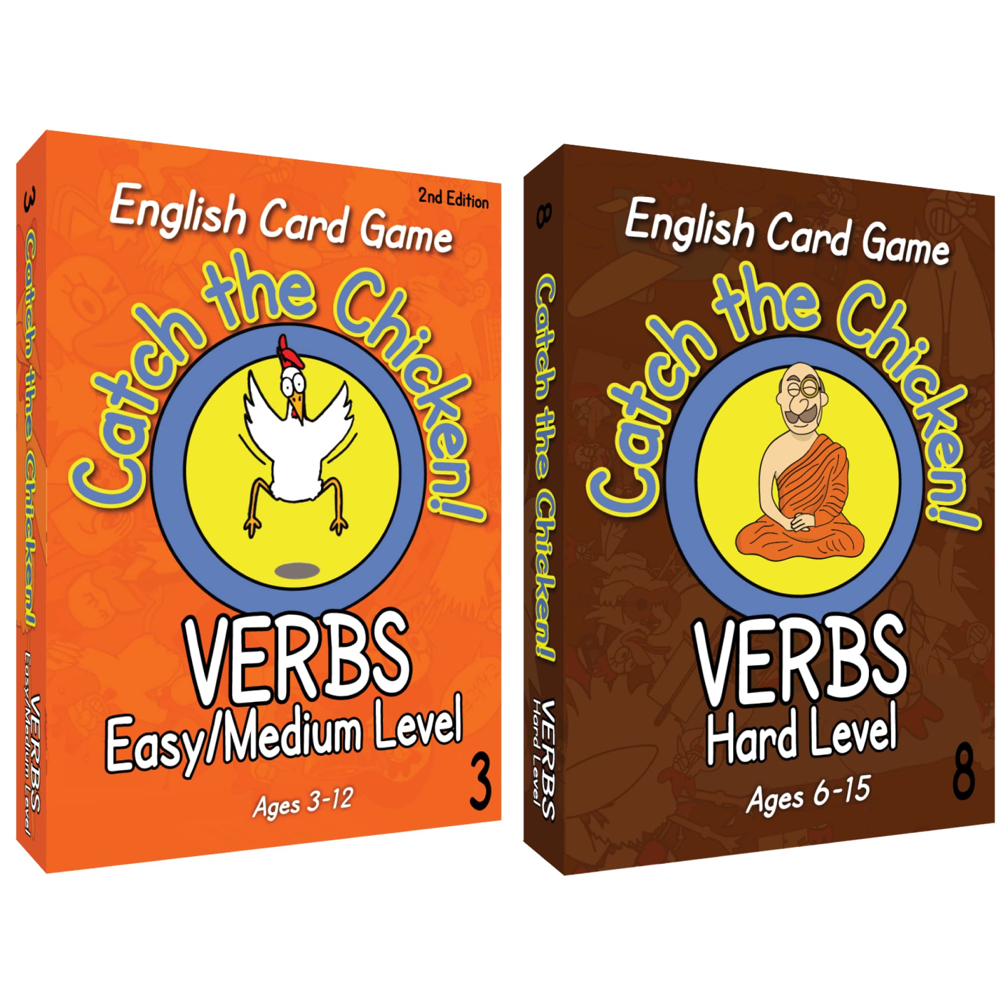 2 Pack Verb Set Catch the Chicken English Verb Card Game for Kids and Children Fun