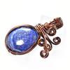 Natural Lapis Lazuli 71 Ct Certified Handmade Copper Wire Wrapped Oval Pendant
