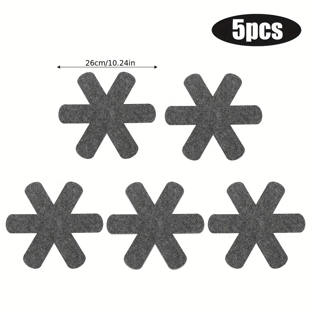 

5pcs Cookware protection pad set, stackable scratch-resistant cookware isolation pad, anti-slip cookware divider pad L