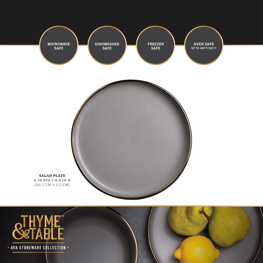 2 Pack Stoneware Salad Plates Microwave Dishwasher Freezer Safe Round Dinnerware Versatile Use Elegant Design Easy Clean