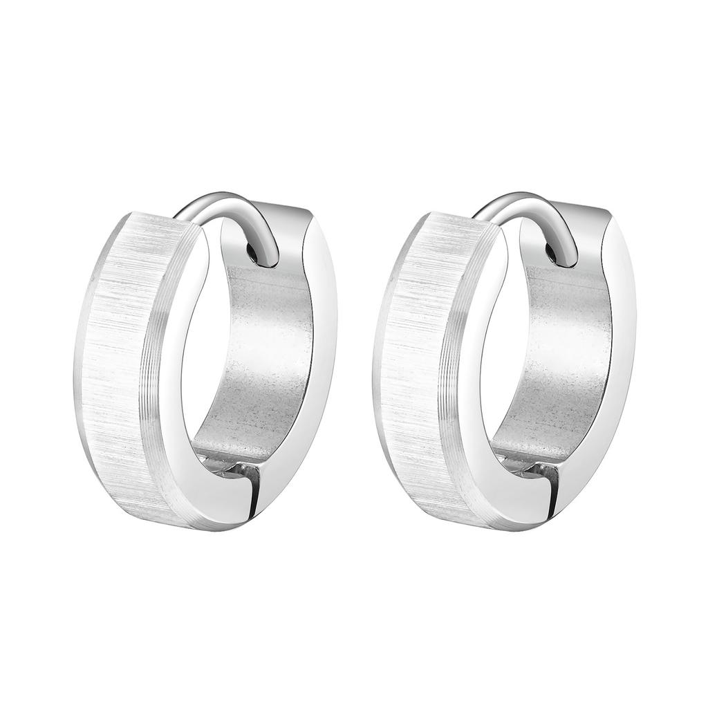 Vnox Anti-Allergie Edelstahl Creolen, Unisex Einfache Metall Huggies Ohrringe, Gebürstete Oberfläche Herren Ohrschmuck