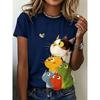 Colorful Stacked Cat Women's T-shirt - Cute Cartoon Cat Pattern