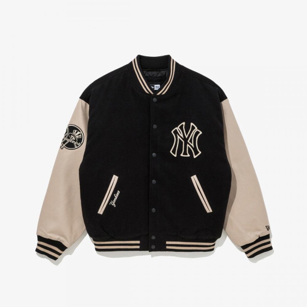 New Era Mlb New York Yankees Patched Varsity Jacket Black 14742026