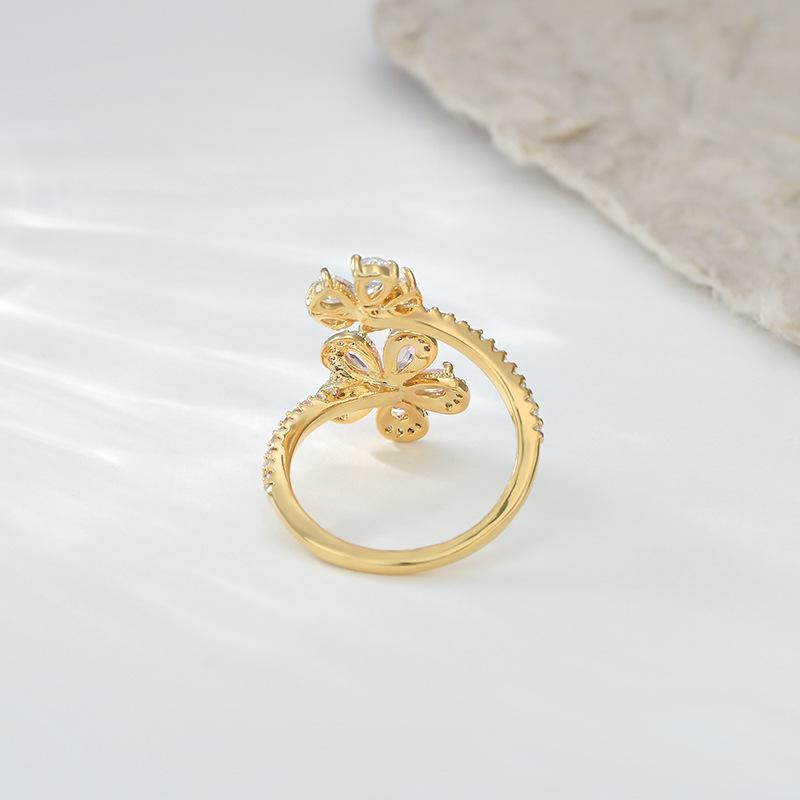 Adjustable Women's Ring Flower Index Ring Fashion Personality Simple Clean Ins Style Summer Beach Vacation Jewelry Finger Ring Wedding Party Jewelry