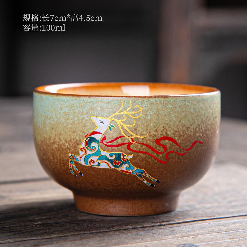 Čínská keramická čajová terina, Kungfu čajový šálek, Zařízení na přípravu čaje, Starověká keramika, Čajové nádobí, Vintage Dřevopal Sancai Gaiwan