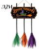 Compact Storage Holiday Wall Signs Halloween Broom Parking Sign with 3 Witch Brooms, Hocus Pocus Themed Wooden Sign, Lightweight Seasonal