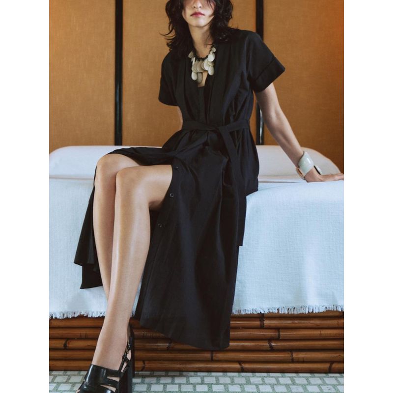 Za2024 Summer New Product Women's Clothes Fashion Style Belt Short Sleeve Shirt Style Dress 2183246 800