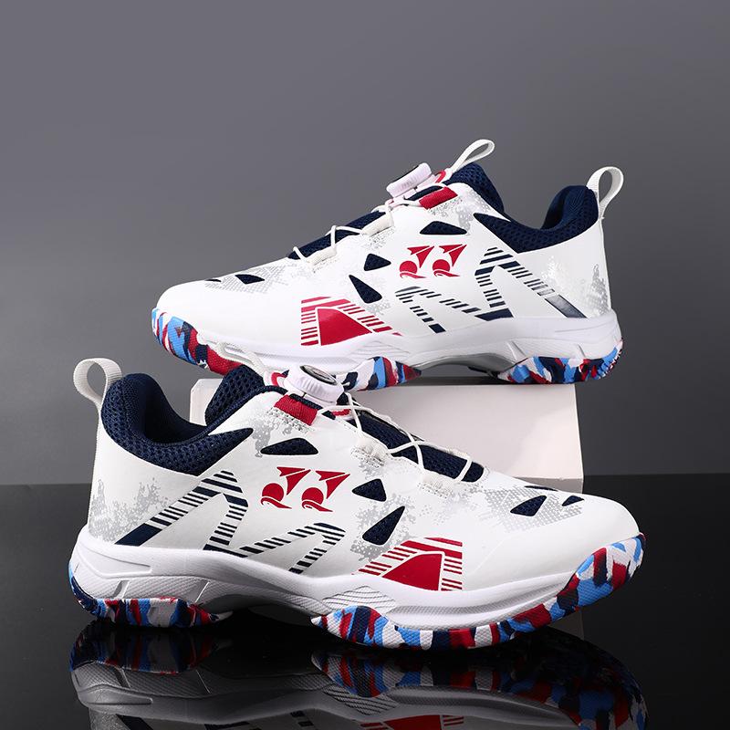 Large size new fashion rotating button rubber sole sports shoes badminton training tennis shoes non-slip and breathable