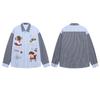 American Vintage Plaid Shirt Cute Dog Embroidery Long Sleeve Loose Casual Top Men Women
