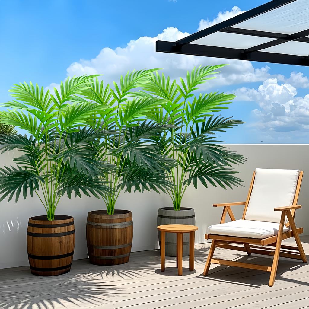 3pcs Outdoor Artificial Green Plants, High Simulation Palm Tree Sets, Indoor/outdoor Use, Excluding Flower Pots.